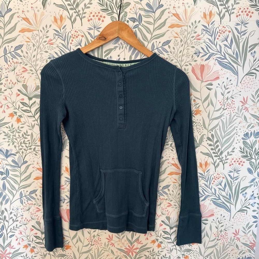 Vintage y2k Mossimo Supply Co Teal‎ Ribbed Henley Top